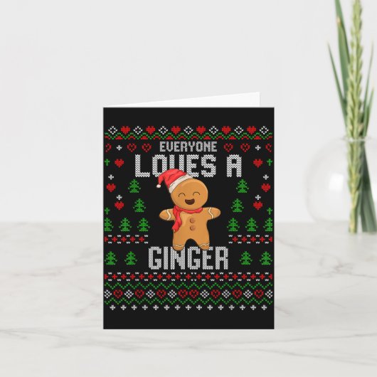 Everyone Loves A Ginger Red Hair Ugly Christmas Gi Karte (Vorderseite)