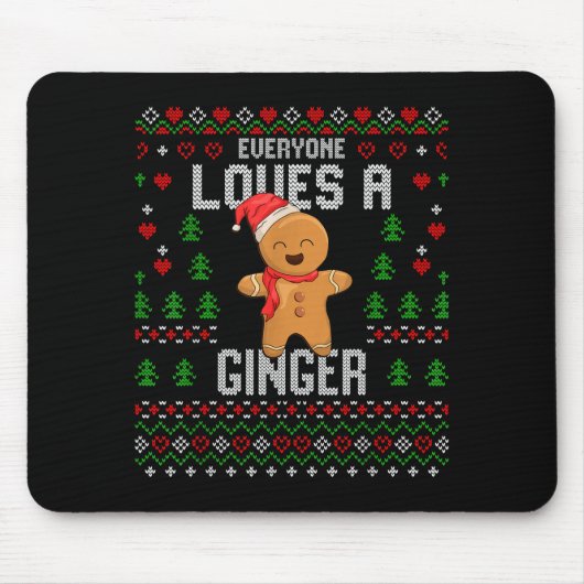 Everyone Loves A Ginger Red Hair Ugly Christmas Gi Mousepad (Vorne)
