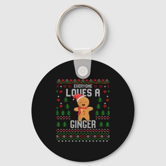 Everyone Loves A Ginger Red Hair Ugly Christmas Gi Schlüsselanhänger (Vorderseite)