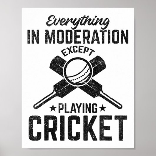 Everything In Moderation Except Playing Cricket  Poster (Vorne)