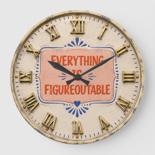 Everything Is Figureoutable Positive Motivation Große Wanduhr (Vorderseite)