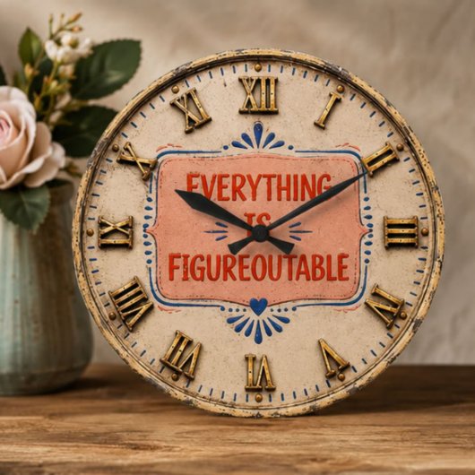 Everything Is Figureoutable Positive Motivation  Große Wanduhr