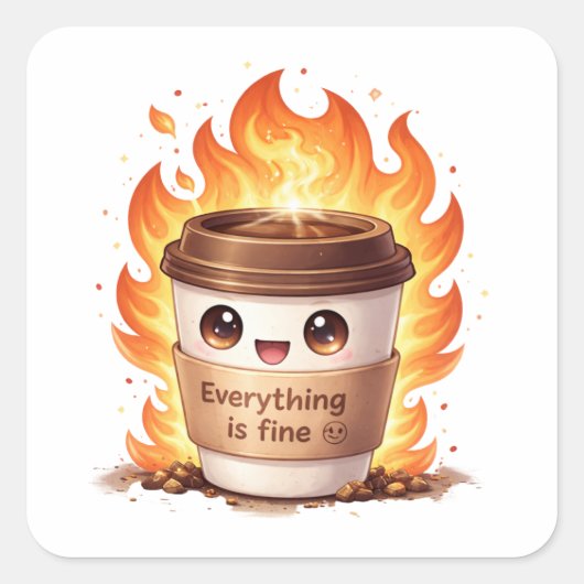 Everything Is Fine Coffee Sticker (Vorderseite)