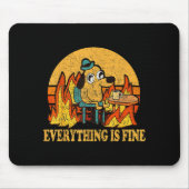 Everything Is Fine Dog Drinking Coffee Burning Mem Mousepad (Vorne)