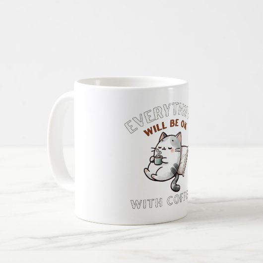 Everything Will Be OK with Coffee Cat Kaffeetasse (Vorderseite Links)