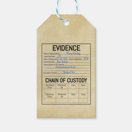 Evidence chain of custody crime game role play  fa geschenkanhänger (Vorderseite)