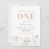 EVIE Niedlich Pastel Baby Bunny 1. Geburtstag Einladung (Vorderseite)