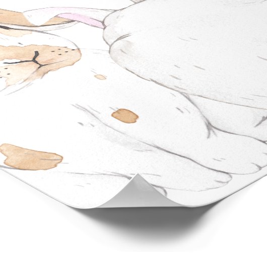 EVIE Niedlich Pastel Baby Bunny Baby Dusche Willko Poster (Ecke)