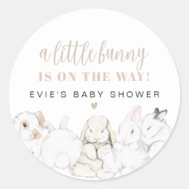 EVIE Niedlich Pastel Watercolor Bunny Baby Shower Runder Aufkleber