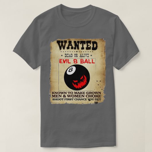 Evil 8 Ball Pool Billard Liga Kurzschläfer T-Shirt (Design vorne)