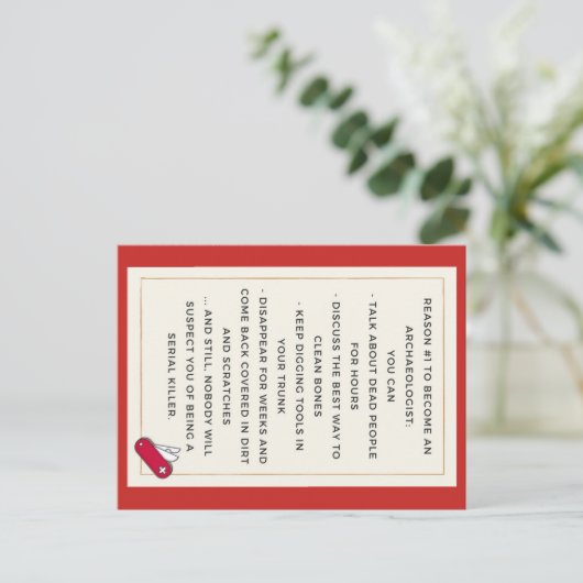 Evil Archeologist Motivation Postkarte (Stehend Vorderseite)