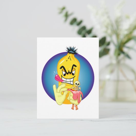 Evil Banana Peel Postkarte (Stehend Vorderseite)