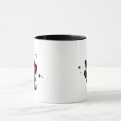 Evil Black Cat Holding Rose Cool Dunkle Sterne Tasse (Zentrum)