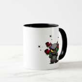 Evil Black Cat Holding Rose Cool Dunkle Sterne Tasse (VorderseiteRechts)