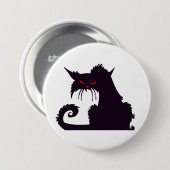 Evil Black Cat Silhouette mit Roten Augen Button (Vorne & Hinten)