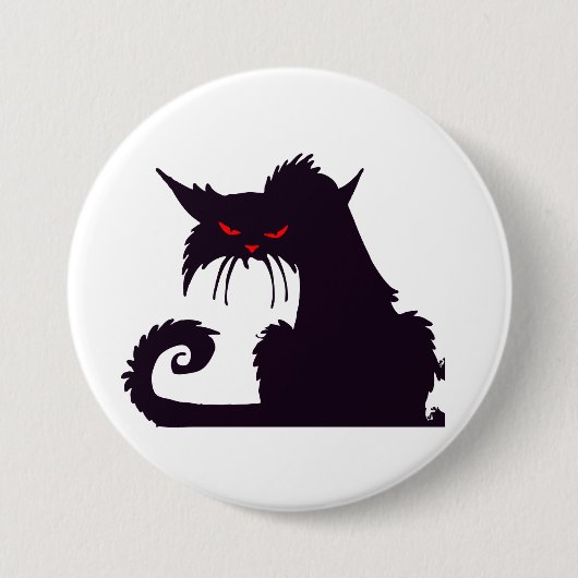 Evil Black Cat Silhouette mit Roten Augen Button (Vorderseite)