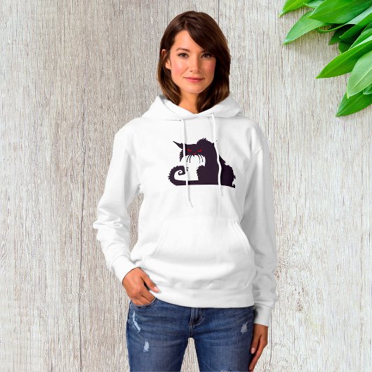 Evil Black Cat Silhouette mit Roten Augen Hoodie