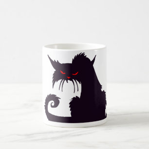 Evil Black Cat Silhouette mit Roten Augen Kaffeetasse