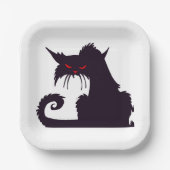 Evil Black Cat Silhouette mit Roten Augen Pappteller (Vorderseite)