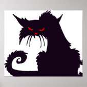 Evil Black Cat Silhouette mit Roten Augen Poster (Vorne)