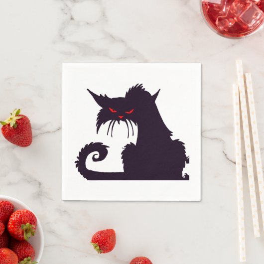 Evil Black Cat Silhouette mit Roten Augen Serviette (Beispiel)