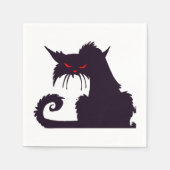 Evil Black Cat Silhouette mit Roten Augen Serviette (Vorderseite)