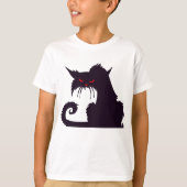Evil Black Cat Silhouette mit Roten Augen T-Shirt (Vorderseite)