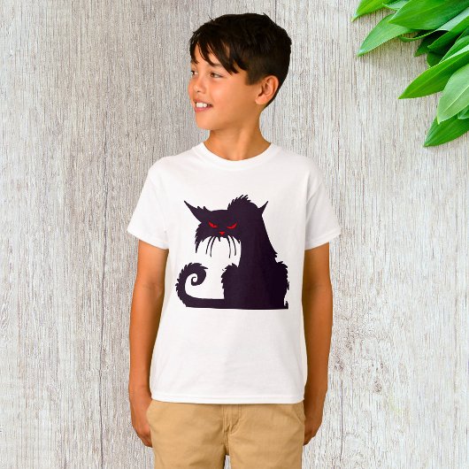 Evil Black Cat Silhouette mit Roten Augen T-Shirt
