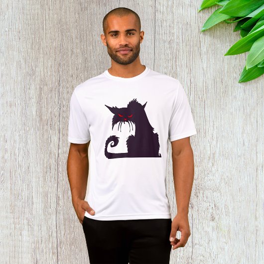 Evil Black Cat Silhouette mit Roten Augen T-Shirt