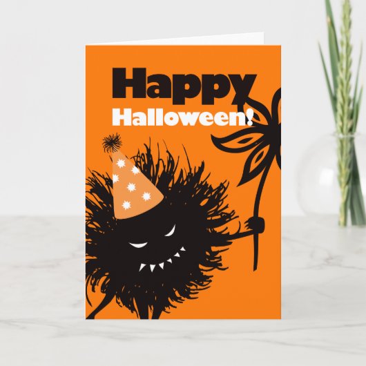 Evil Blume Bug Happy Halloween Karte (Vorderseite)