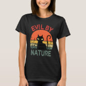 Evil By Nature Retro Cat Men Women T-Shirt (Vorderseite)