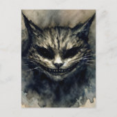Evil Cat Lächeln Wasserfarbe Kunst Postkarte (Vorderseite)