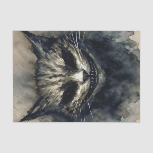 Evil Cat Lächeln Wasserfarben Artwork Seidenpapier (Vorderseite)