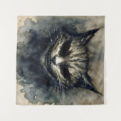 Evil Cat Lächeln Wasserfarben Artwork Wandteppich (Vorderseite (Horizontal))