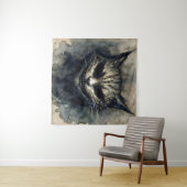 Evil Cat Lächeln Wasserfarben Artwork Wandteppich (Beispiel (Horizontal))