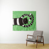 Evil Cat Nature Lover Spring Green Wandteppich (Beispiel (Horizontal))