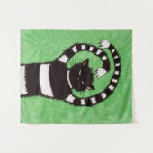Evil Cat Nature Lover Spring Green Wandteppich (Vorderseite (Horizontal))