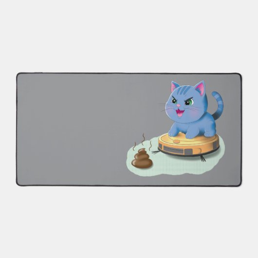 Evil Cat on Robot Vacuum Schreibtischunterlage (Vorderseite)