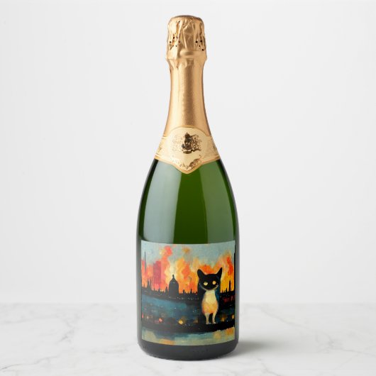 Evil Cat Wants to See the World Burn 01 Schaumweinetikett (Vorderseite)