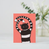 Evil Cat Winter Snowflakes Postkarte (Stehend Vorderseite)