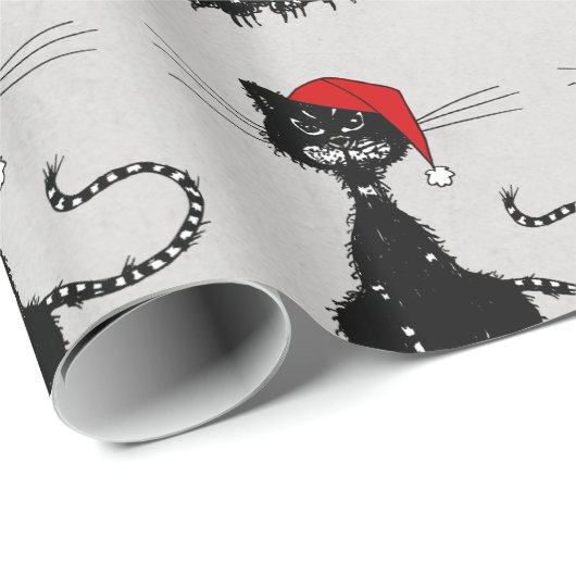 Evil Christmas Black Cat Geschenkpapier (Rolleneckpunkt)