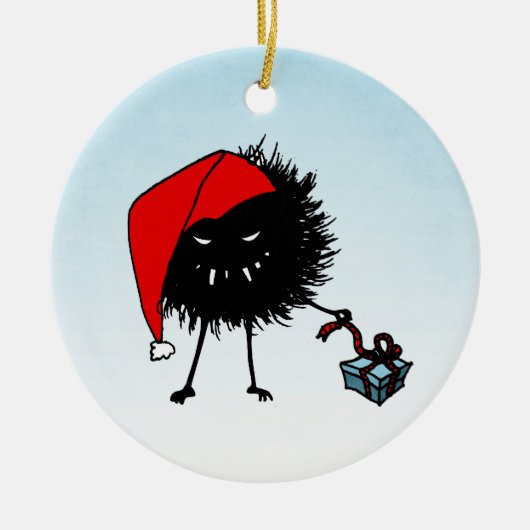 Evil Christmas Bug Opening Present Keramikornament (Vorne)