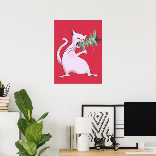 Evil Christmas Cat - Funny Holiday Poster (Heimbüro)
