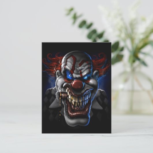 Evil Clown Face Postkarte (Stehend Vorderseite)