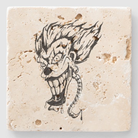 Evil Clown Travertine Untersetzer (Vorderseite)