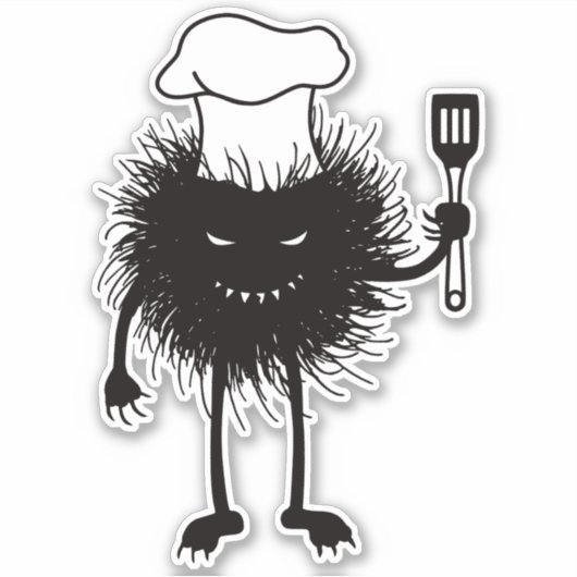 Evil Cook Cartoon Character Koch Aufkleber (Vorderseite)
