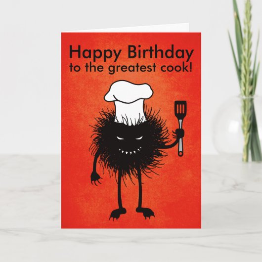 Evil Cook Cartoon Character Koch Happy Birthday Karte (Vorderseite)
