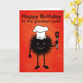 Evil Cook Cartoon Character Koch Happy Birthday Karte (Gelbe Blume)
