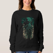 Evil Dark Distressed Cthulhu Squid Octopus God Sea Sweatshirt (Vorderseite)