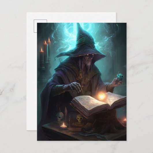 Evil Dark Wizard Magic Fantasy Art Postkarte (Vorne/Hinten)